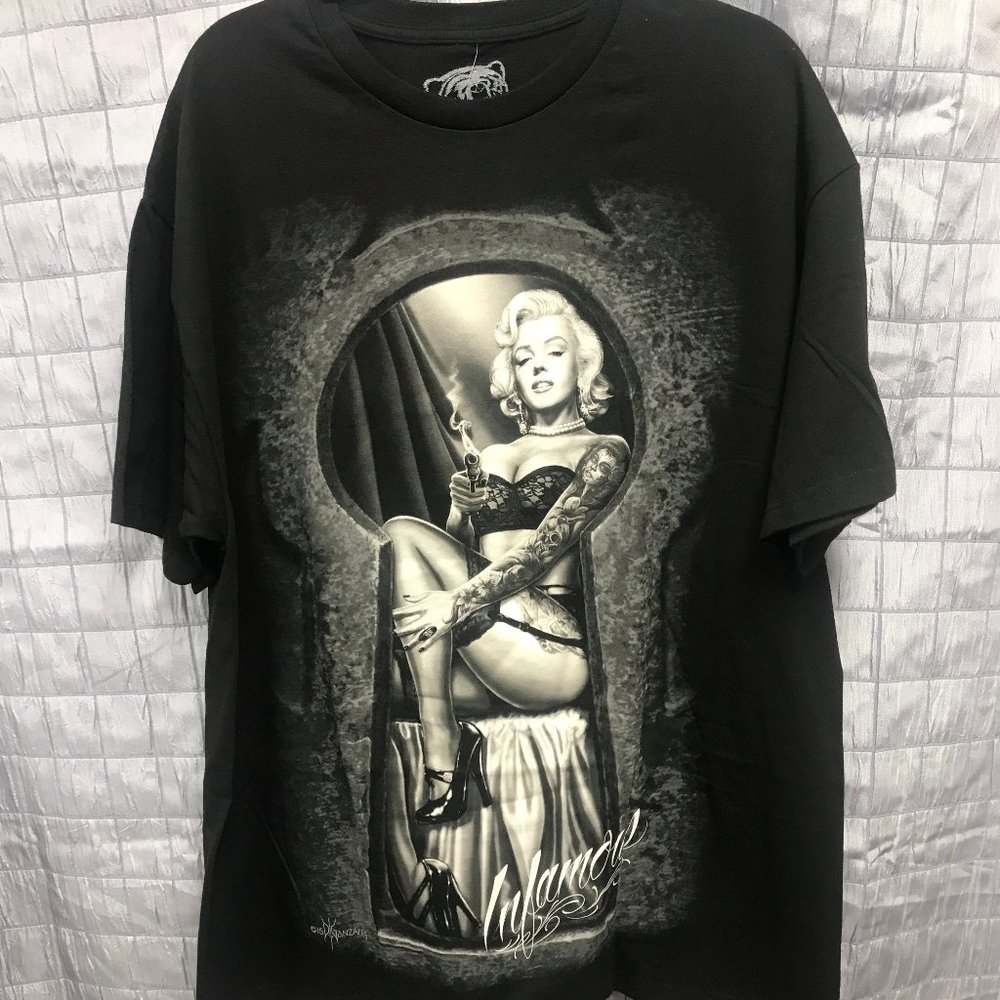 (L) Infamous Men's Tee short sleeve Marilyn Monroe NWT DGA